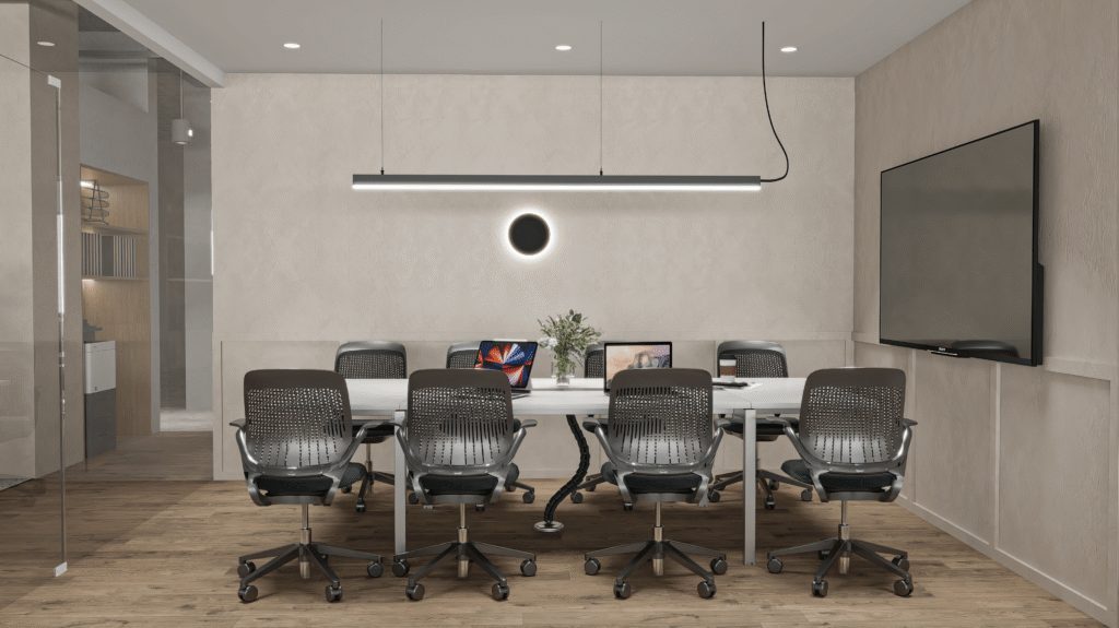 Meeting room at CirCO Hai Ba Trung with conference table and screen setup.