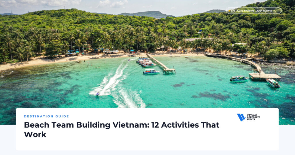 beach team building vietnam corporate group raft race on the sand