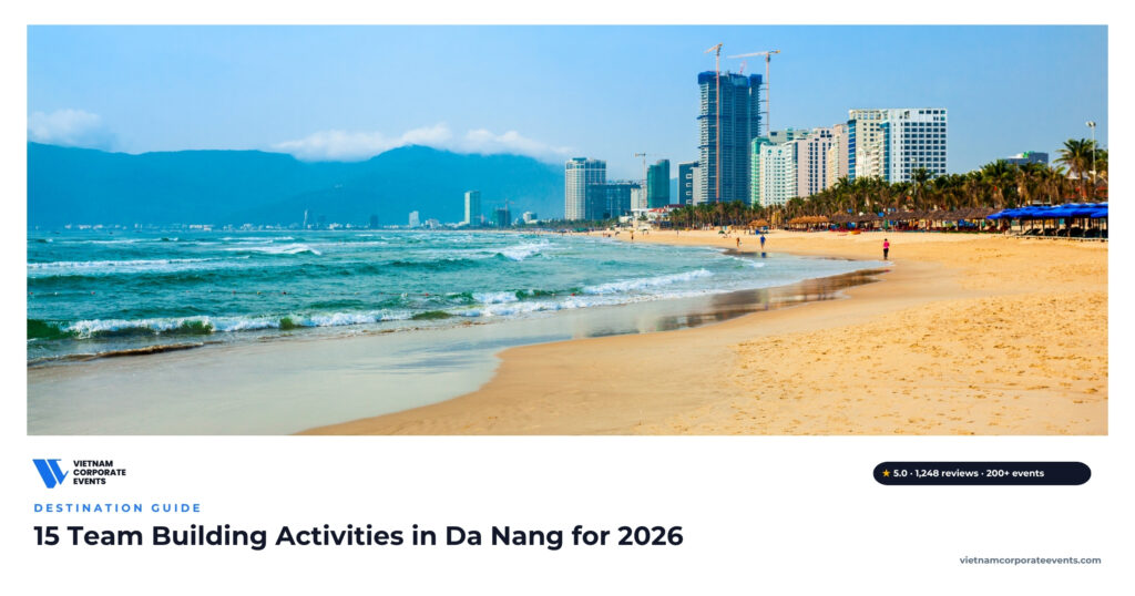 team building activities in da nang corporate group on my khe beach