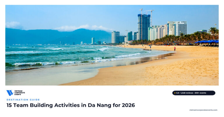 team building activities in da nang corporate group on my khe beach