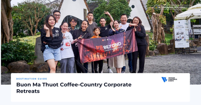 buon ma thuot corporate retreat team on a coffee farm in the central highlands