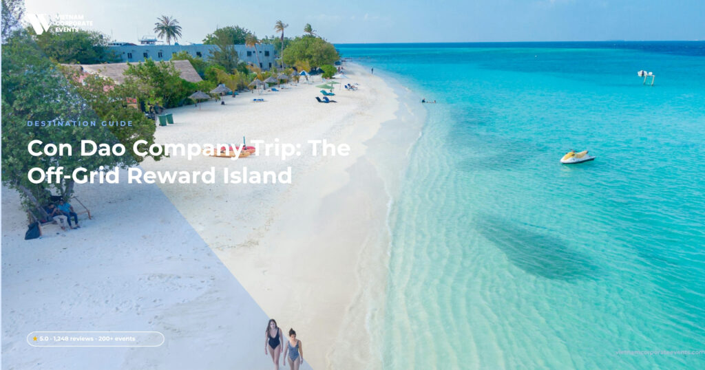 con dao company trip corporate group on a pristine off grid island beach