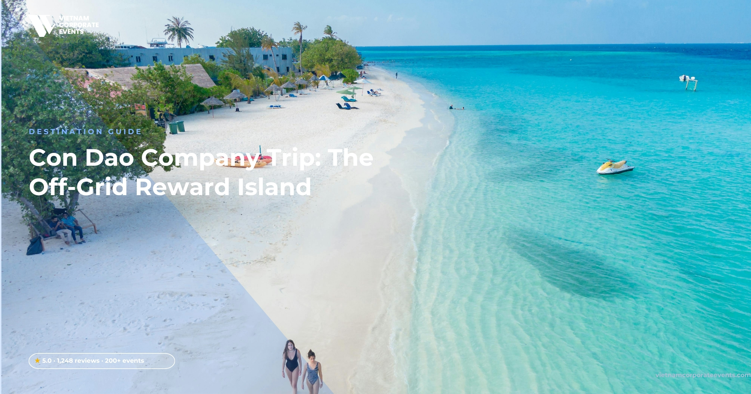con dao company trip corporate group on a pristine off grid island beach