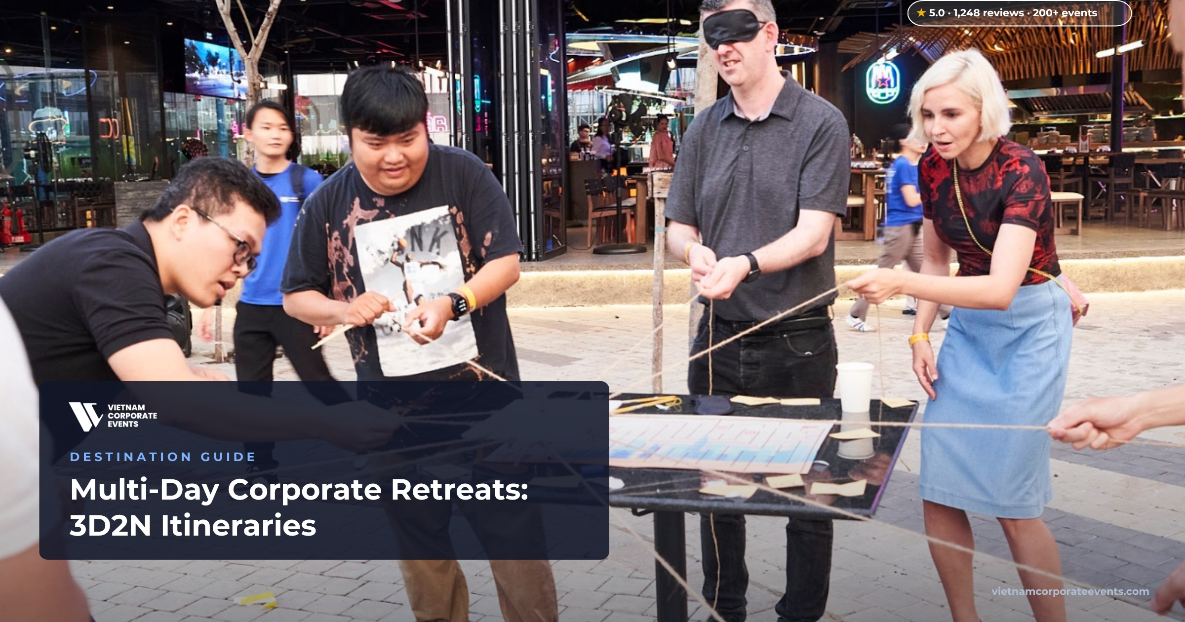 multi day corporate retreat vietnam group during an outdoor session at a resort
