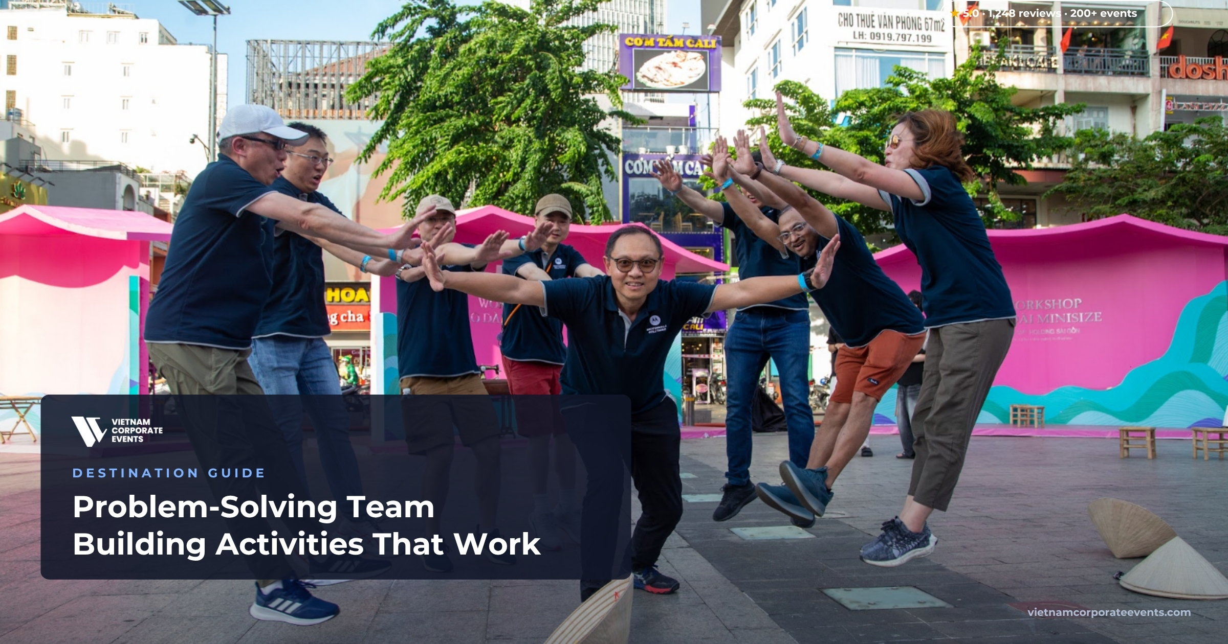 problem solving team building activities corporate team working through a challenge together
