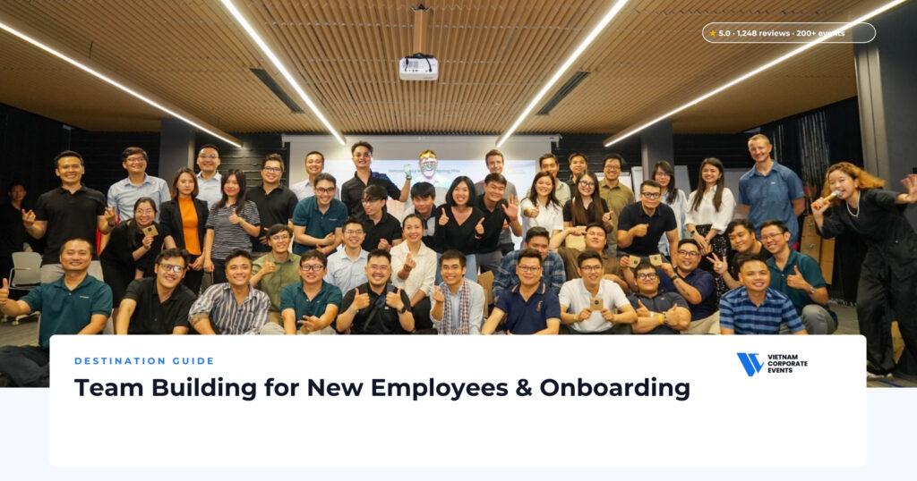 team building for new employees onboarding group session with colleagues