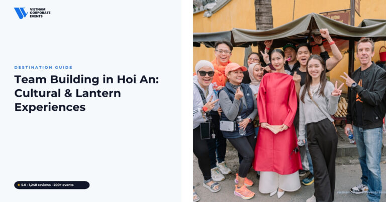 team building in hoi an corporate group making lanterns in the ancient town