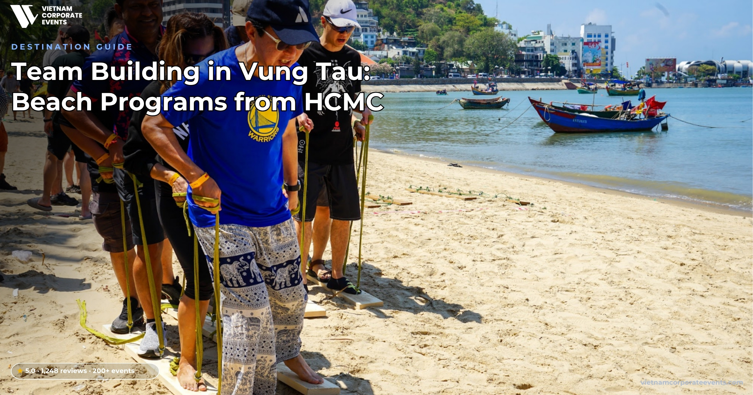 team building in vung tau corporate group playing beach games near ho chi minh city