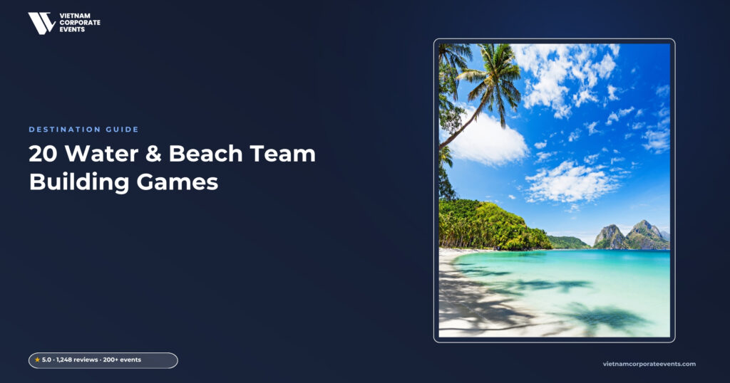 water team building games corporate teams competing in a beach water relay