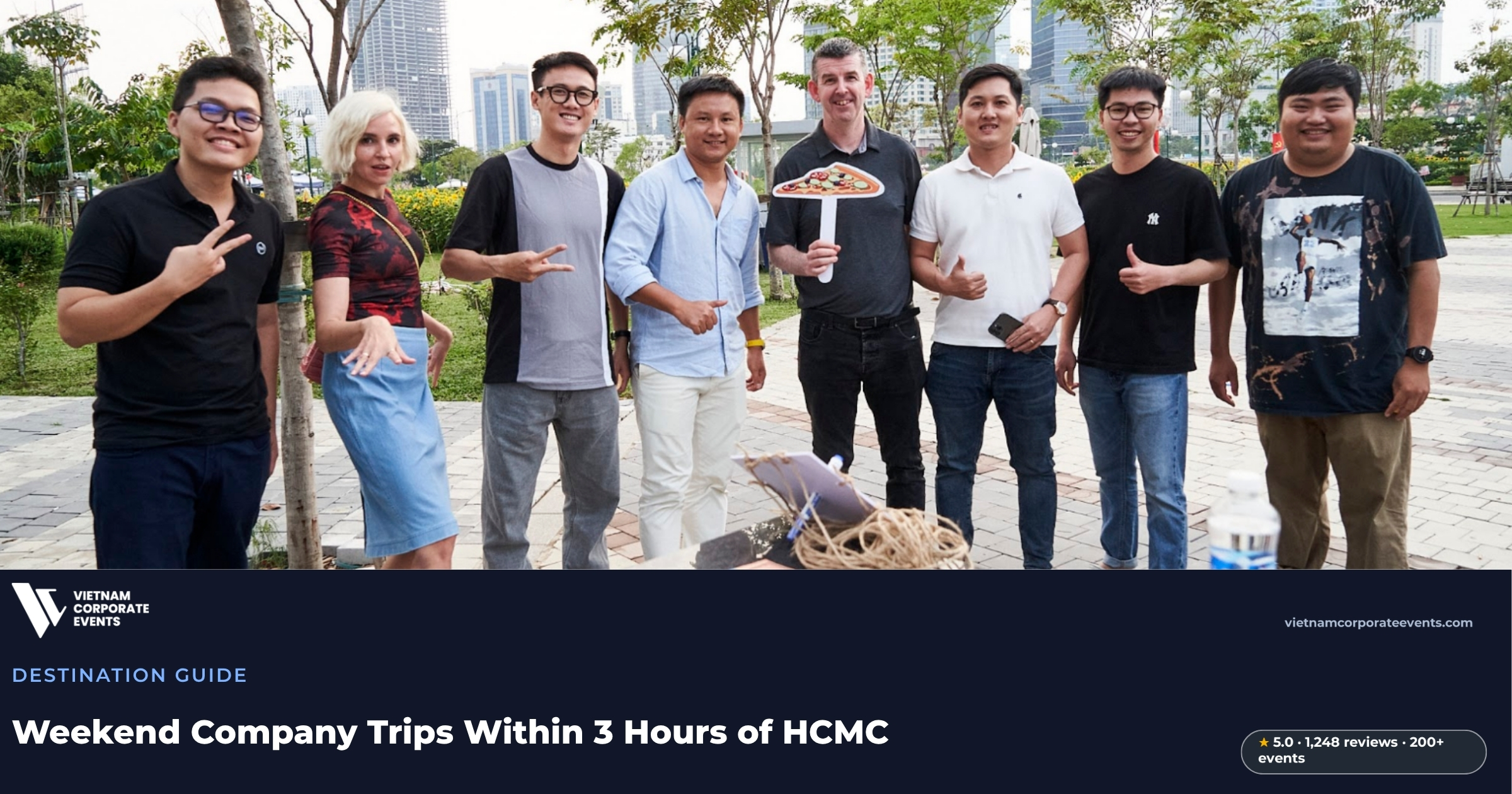 weekend company trip from ho chi minh city corporate group at a nearby beach resort