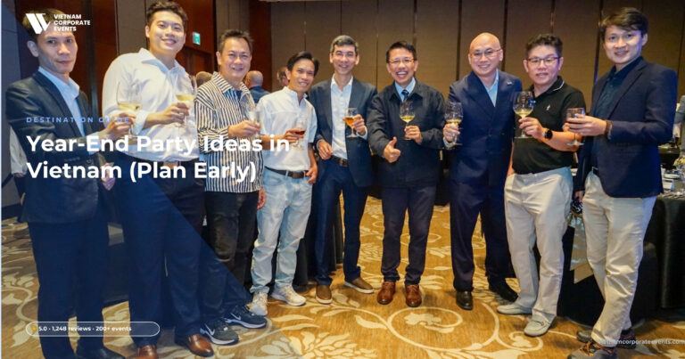 year end party ideas vietnam company celebration with staff at a gala venue
