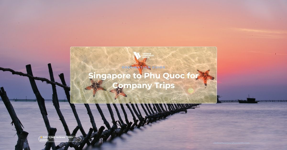 singapore to phu quoc company trip group at an island beach resort