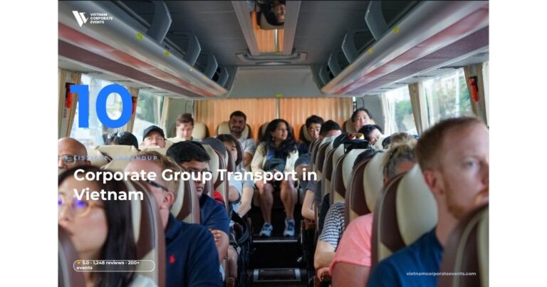 corporate group transport vietnam coaches waiting for a delegate group at a resort