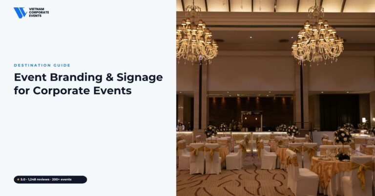 event branding and signage vietnam branded backdrop and wayfinding at a corporate event