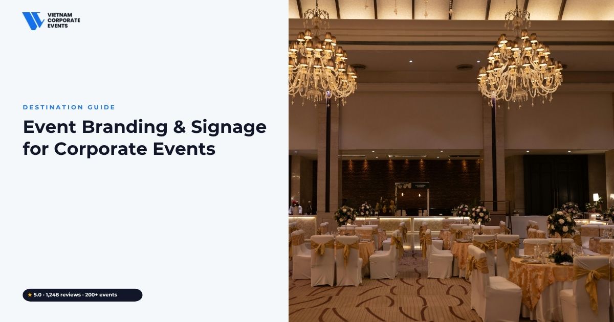 event branding and signage vietnam branded backdrop and wayfinding at a corporate event