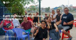 event staffing vietnam registration and usher team welcoming corporate guests
